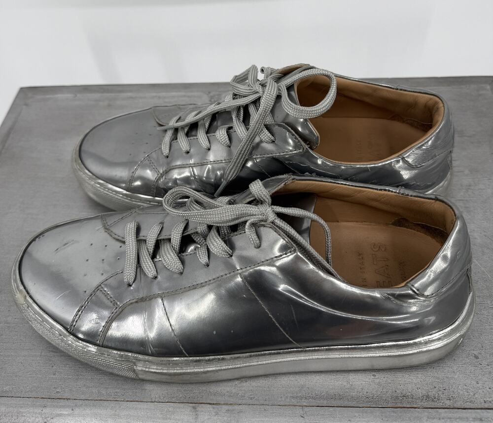 GREATS The Royale Metallic Silver Leather Sneakers Women's 10 Low Top Italian